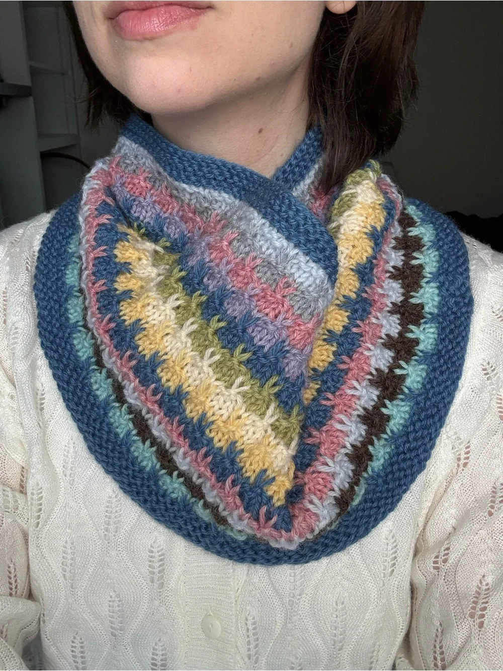 Handmade Multicolor Natural Wool Knit Neck Warmer